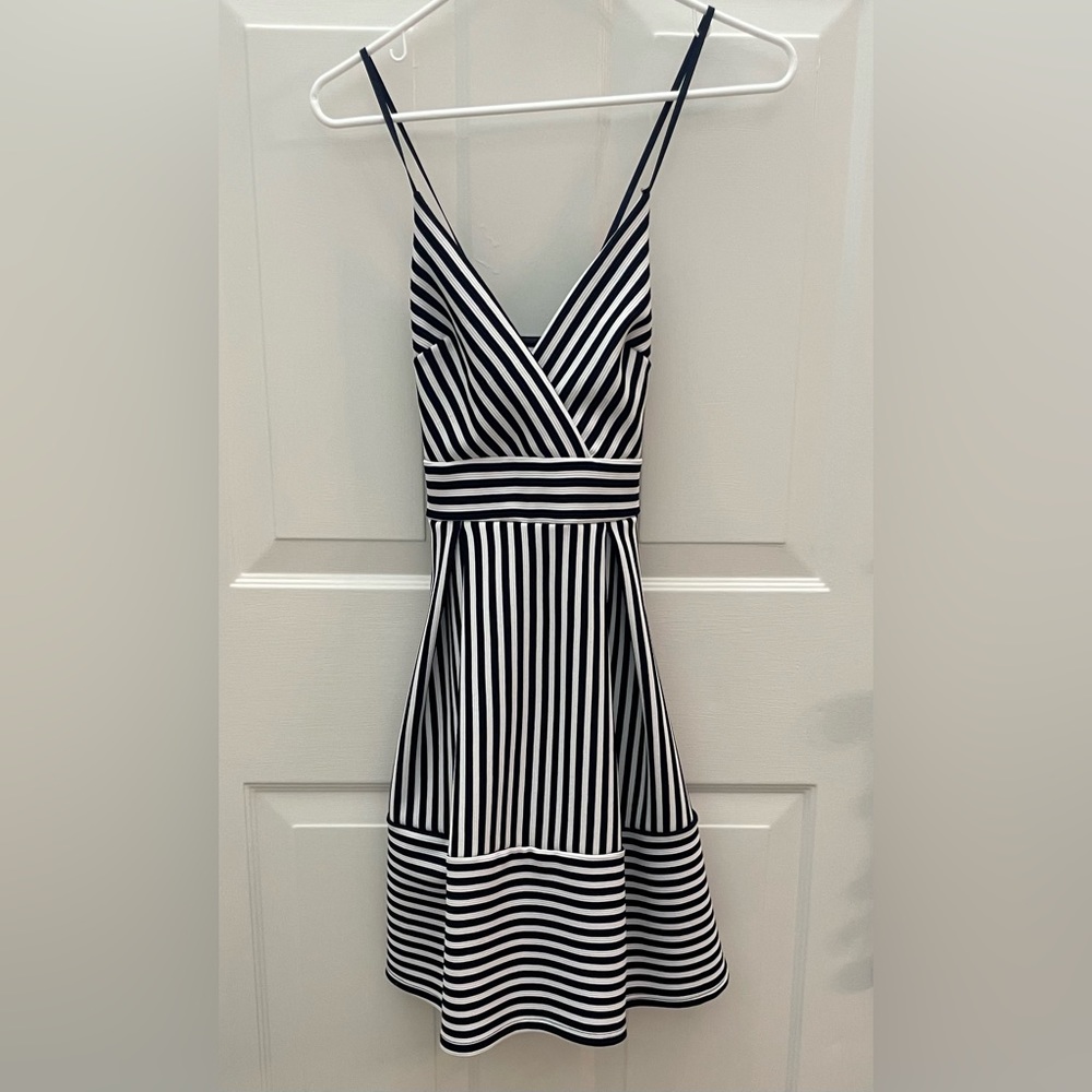 Soprano navy striped dress. Size XS.